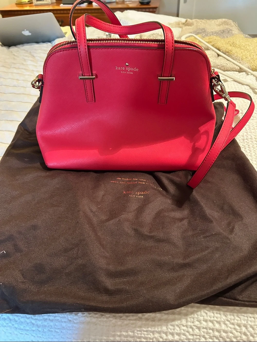 kate spade red leather satchel with detachable strap with bag for cover